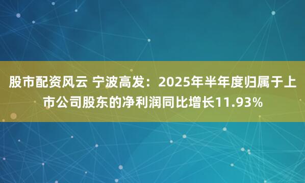 股市配资风云 宁波高发：2025年半年度归属于上市公司股东的净利润同比增长11.93%